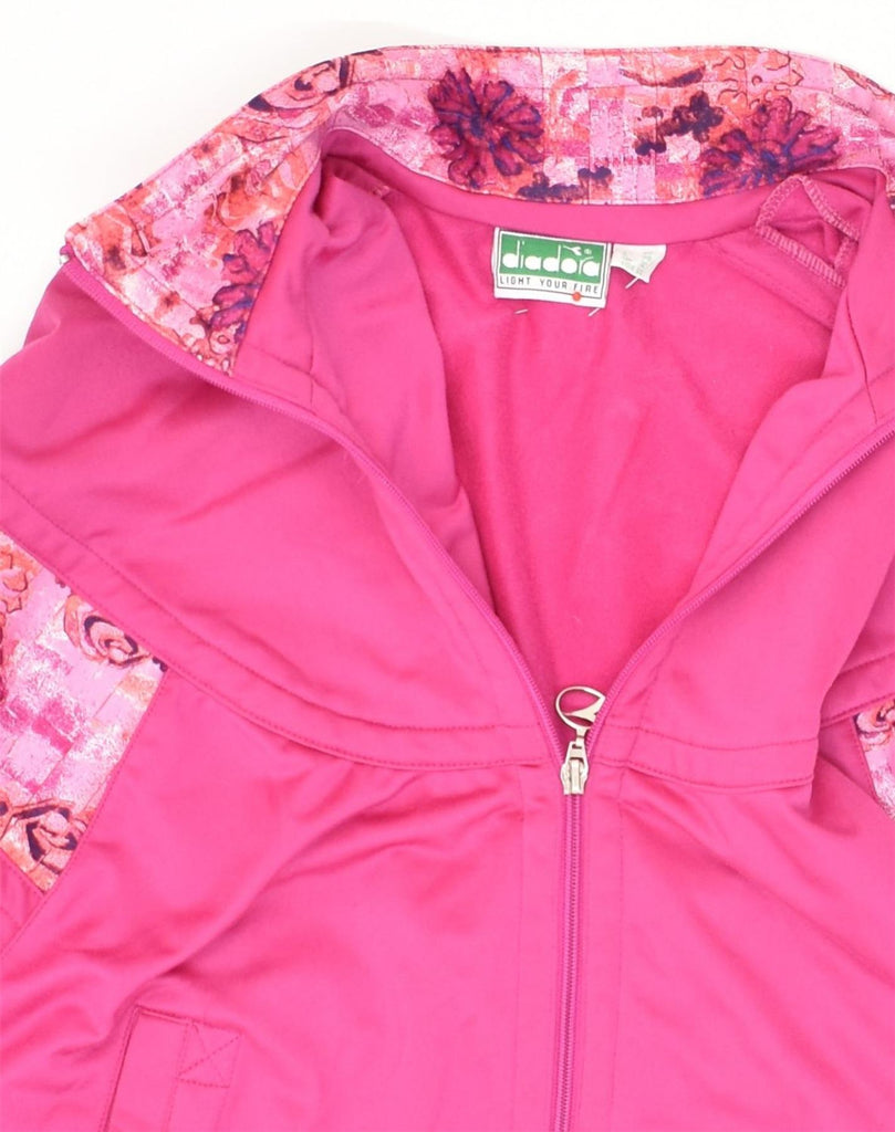 DIADORA Womens Tracksuit Top Jacket EU 32 2XS Pink Patchwork Polyester | Vintage Diadora | Thrift | Second-Hand Diadora | Used Clothing | Messina Hembry 