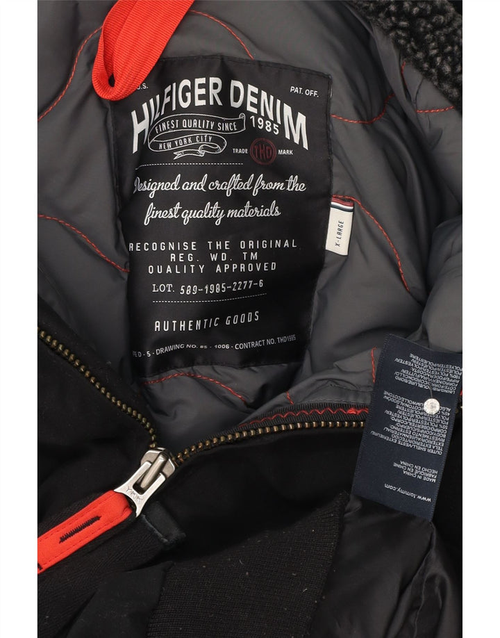 Tommy Hilfiger Mens Denizen Hooded Bomber Jacket UK 42 XL Black Polyester