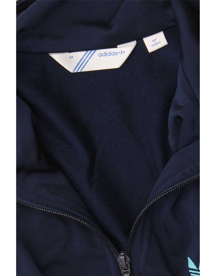 Adidas Womens Tracksuit Top Jacket EU 34 XS Navy Blue