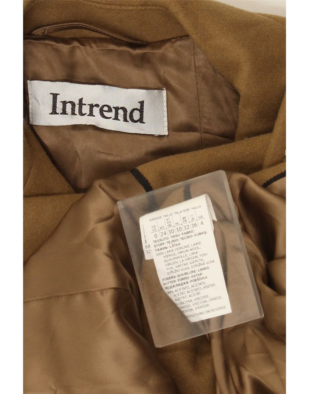 Intrend Womens Overcoat UK 4 XS Brown Wool
