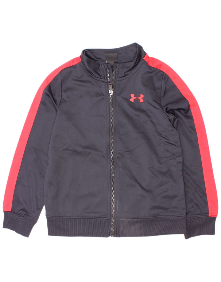 Under Armour Boys Tracksuit Top Jacket 6-7 Years Navy Blue Colourblock