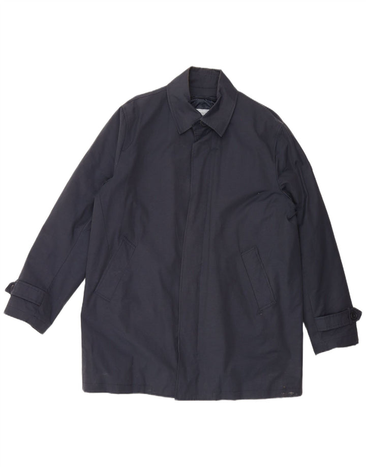 Harmont & Blaine Mens Overcoat UK 46 3XL Navy Blue Cotton