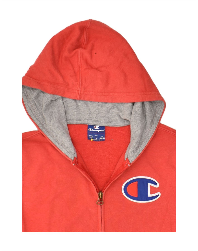 CHAMPION Boys Graphic Zip Hoodie Sweater 11-12 Years Large Red Colourblock | Vintage Champion | Thrift | Second-Hand Champion | Used Clothing | Messina Hembry 