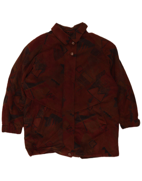 Vintage Womens Windbreaker Coat UK 20 2XL Burgundy Geometric