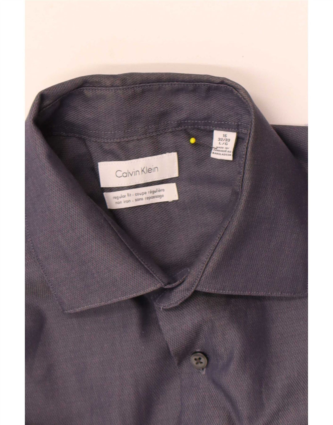 Calvin Klein Mens Regular Fit Shirt Size 16 Large Grey