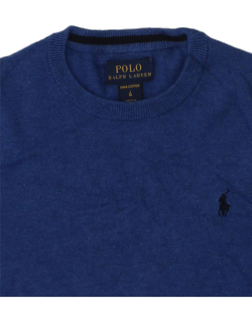 POLO RALPH LAUREN Boys Crew Neck Jumper Sweater 5-6 Years Navy Blue Cotton | Vintage Polo Ralph Lauren | Thrift | Second-Hand Polo Ralph Lauren | Used Clothing | Messina Hembry 