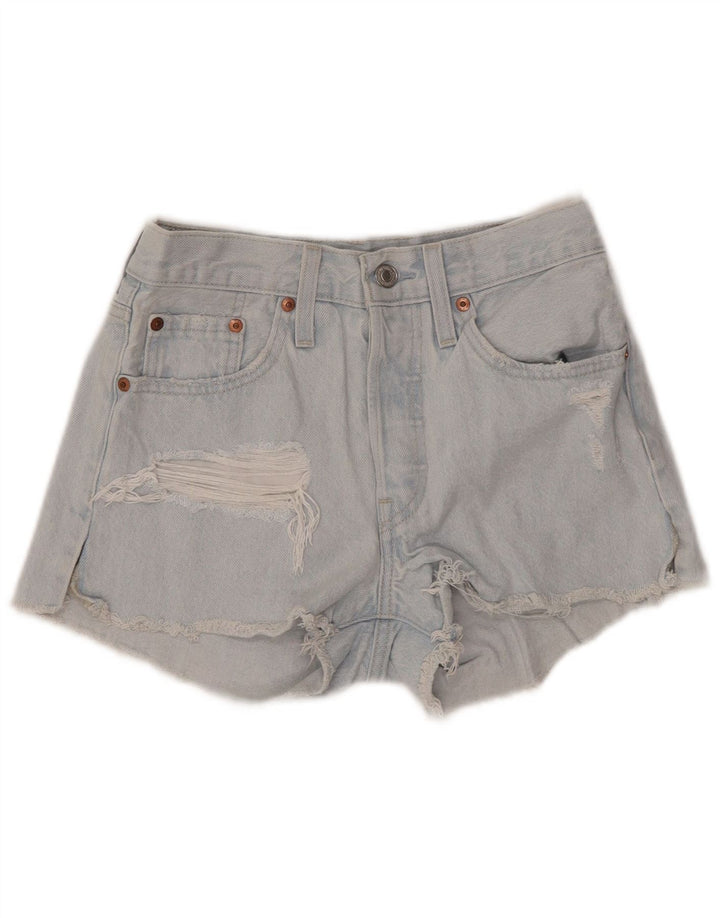 LEVI'S Womens 501 Distressed Denim Shorts W24 XS  Blue Cotton