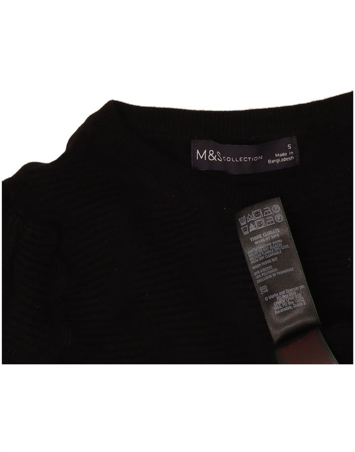 Marks & Spencer Womens Crew Neck Jumper Sweater UK 10 Small Black Classic