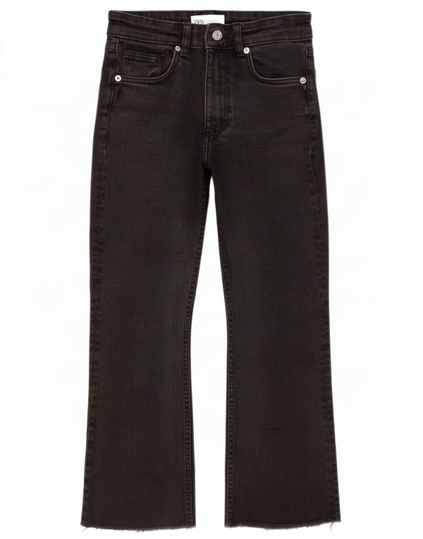Zara Womens Crop Bootcut Jeans EU 36 XS W26 L23 Black