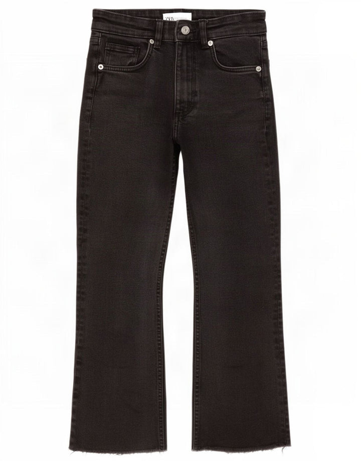 Zara Womens Crop Bootcut Jeans EU 36 XS W26 L23 Black