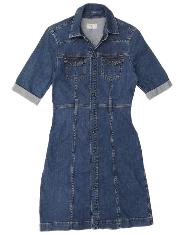 PEPE Jeans Womens Denim Dress UK 10 Small Blue Cotton