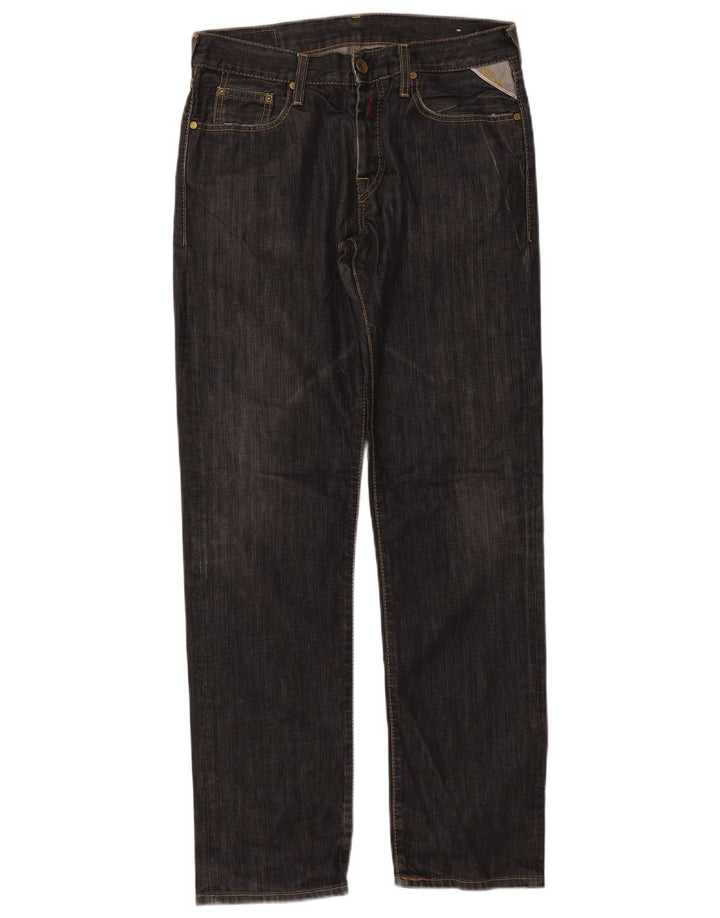 Replay Mens Straight Jeans W32 L32 Black Cotton