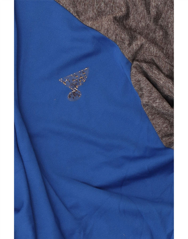 Majestic Mens Top 3/4 Sleeve Medium Blue Colourblock