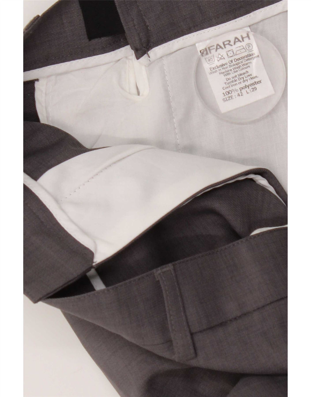 Farah Mens Straight Chino Trousers W42 L29 Grey Polyester