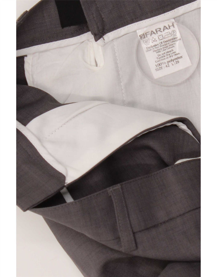 Farah Mens Straight Chino Trousers W42 L29 Grey Polyester