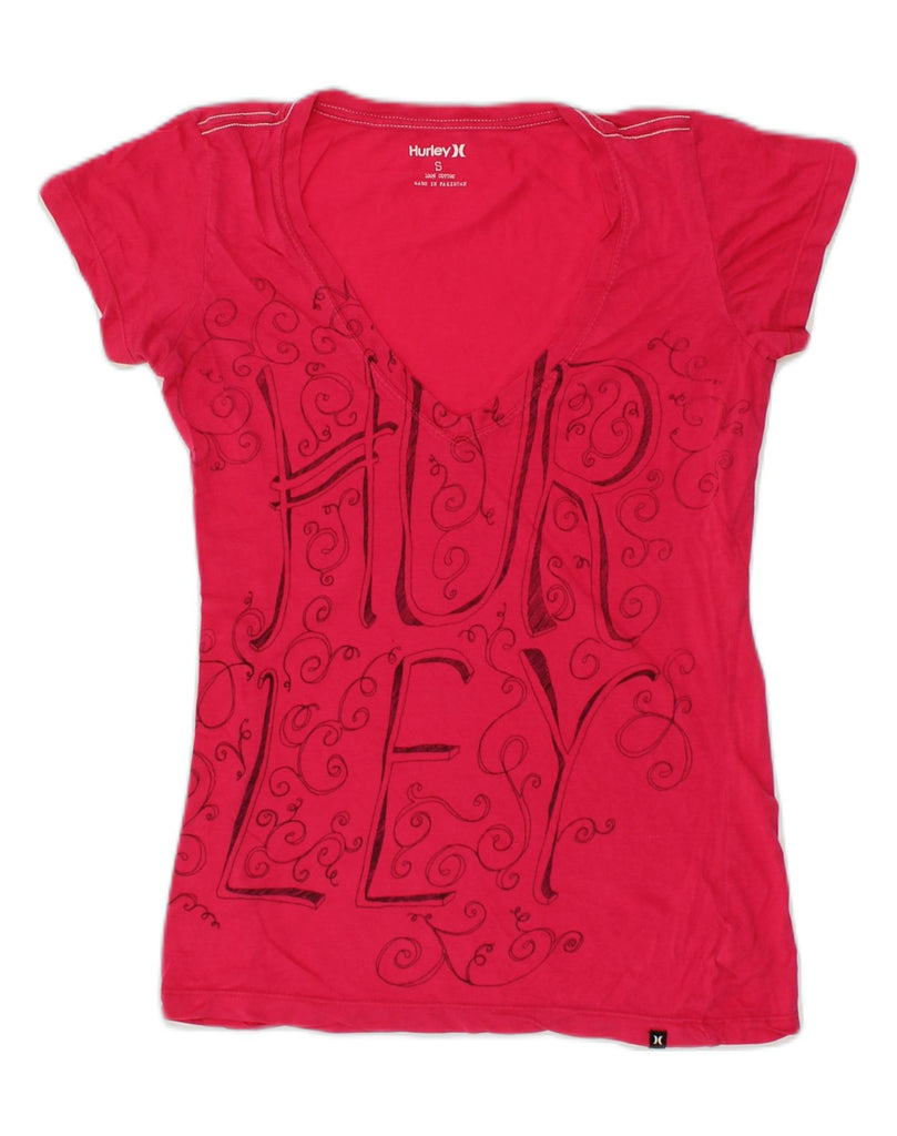 HURLEY Womens Graphic T-Shirt Top UK 10 Small Pink Cotton | Vintage Hurley | Thrift | Second-Hand Hurley | Used Clothing | Messina Hembry 