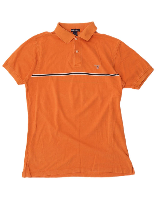 Gant Mens Polo Shirt Medium Orange Striped Cotton