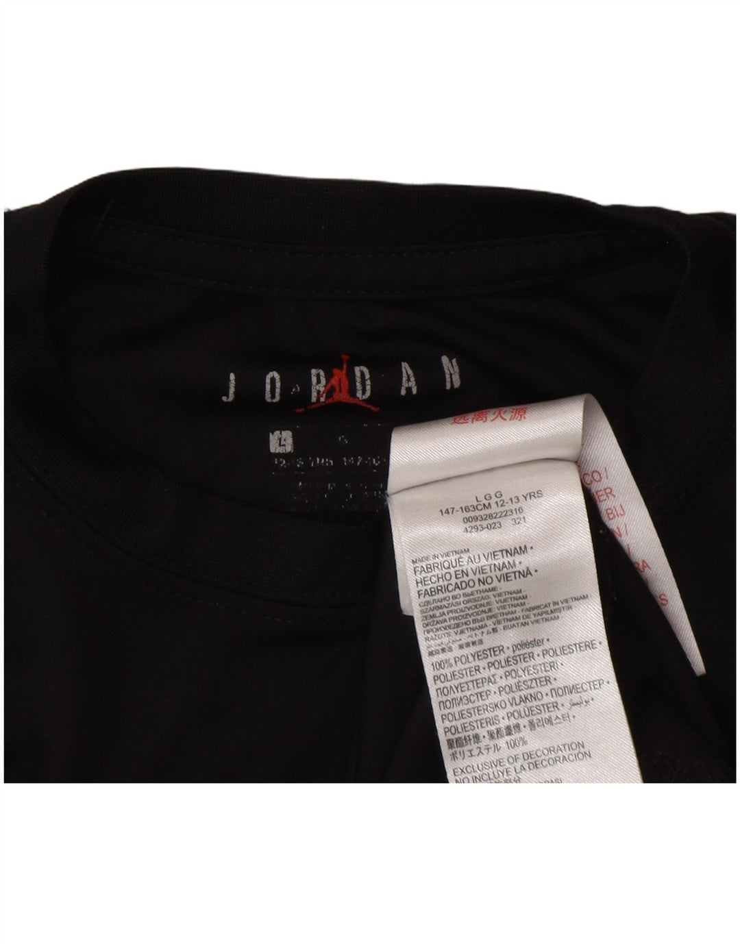 Jordan Boys Dri Fit Graphic T-Shirt Top 12-13 Years Large  Black Polyester