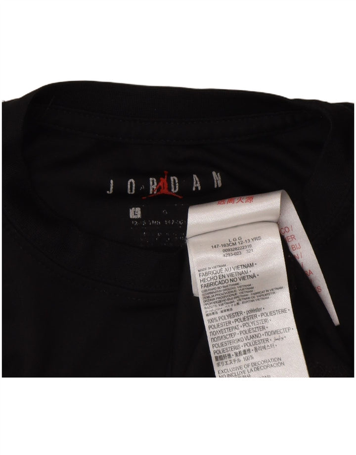 Jordan Boys Dri Fit Graphic T-Shirt Top 12-13 Years Large  Black Polyester