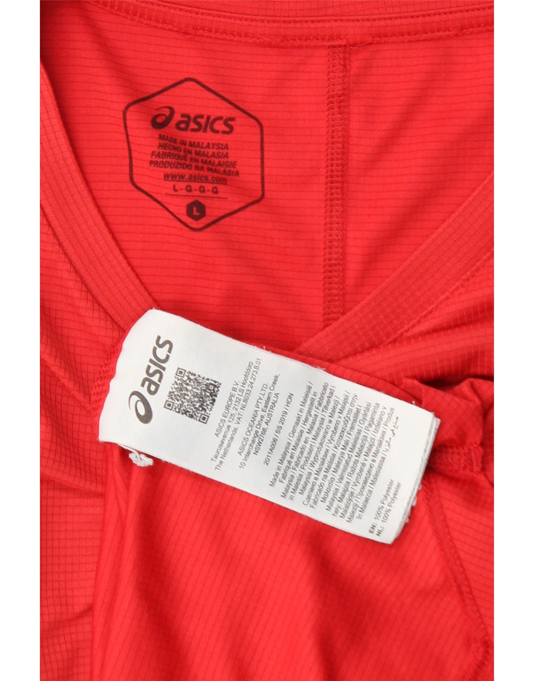Asics Mens T-Shirt Top Large Red Polyester