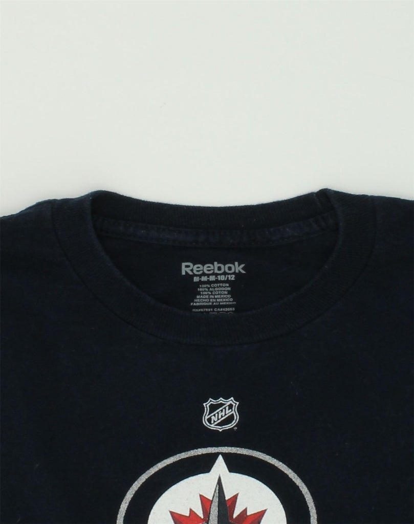 REEBOK Boys Graphic T-Shirt Top 10-11 Years Medium Navy Blue Cotton | Vintage Reebok | Thrift | Second-Hand Reebok | Used Clothing | Messina Hembry 