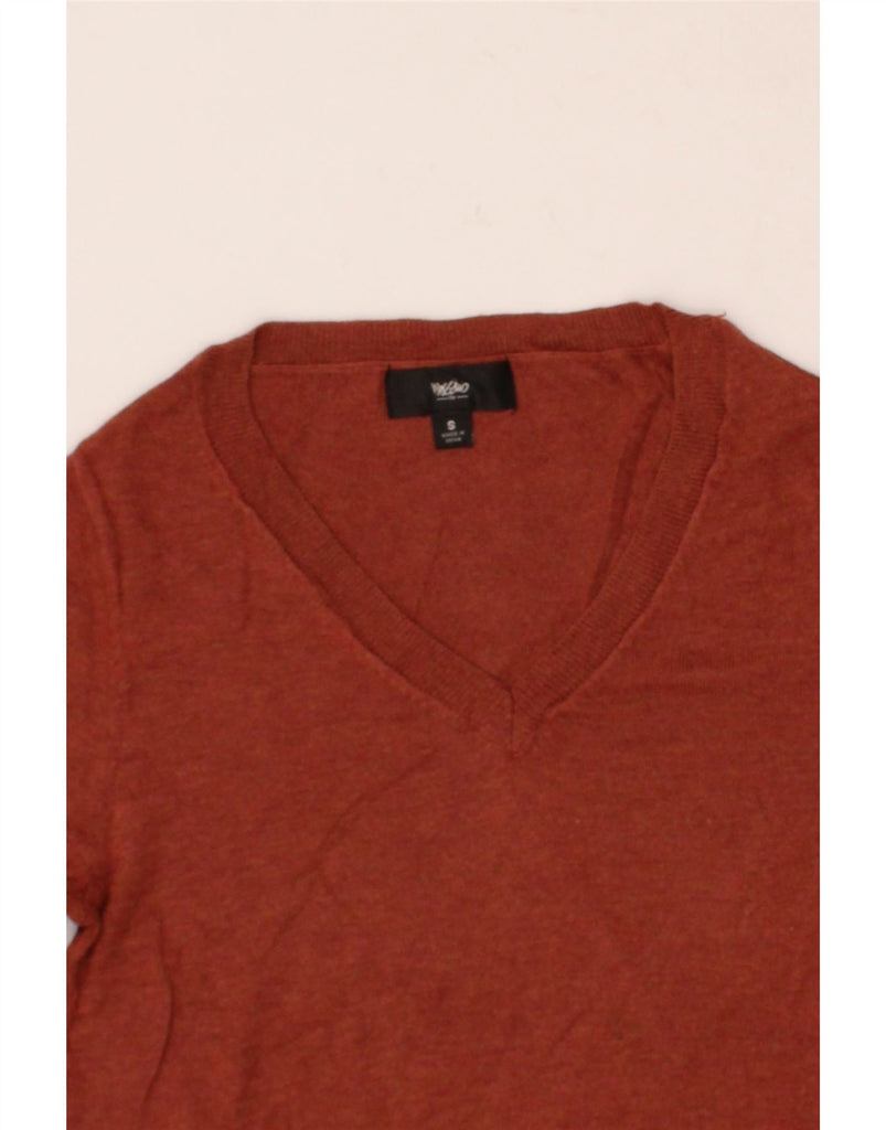 MOSSIMO Womens V-Neck Jumper Sweater UK 10 Small Maroon Nylon Vintage Mossimo and Second-Hand Mossimo from Messina Hembry 