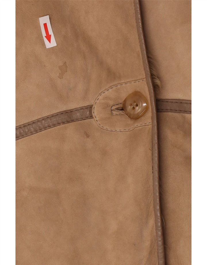Vintage Womens Shearling Coat UK 14 Medium Brown Shearling