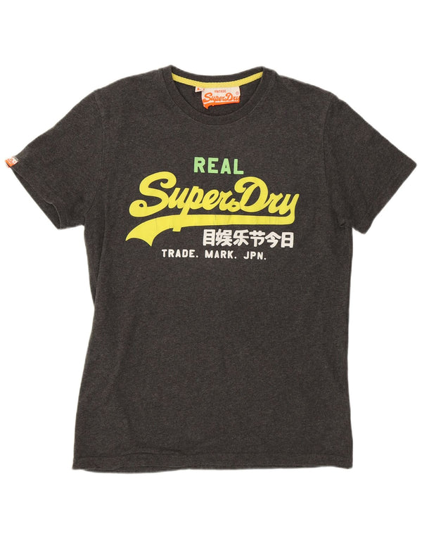 SUPERDRY Mens Graphic T-Shirt Top Large Grey Polyester