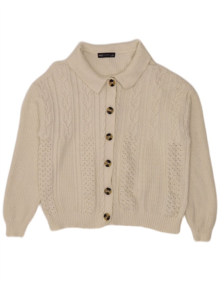 Marks & Spencer Womens Cardigan Sweater UK 16 Large White Viscose