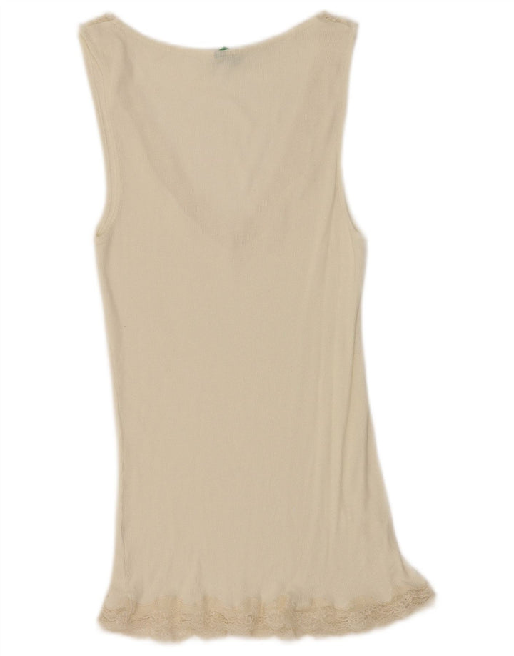 Benetton Womens Sleeveless Blouse Top UK 12 Medium White