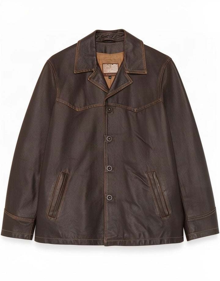 J.J.Scott Mens Leather Jacket IT 48 Medium Brown