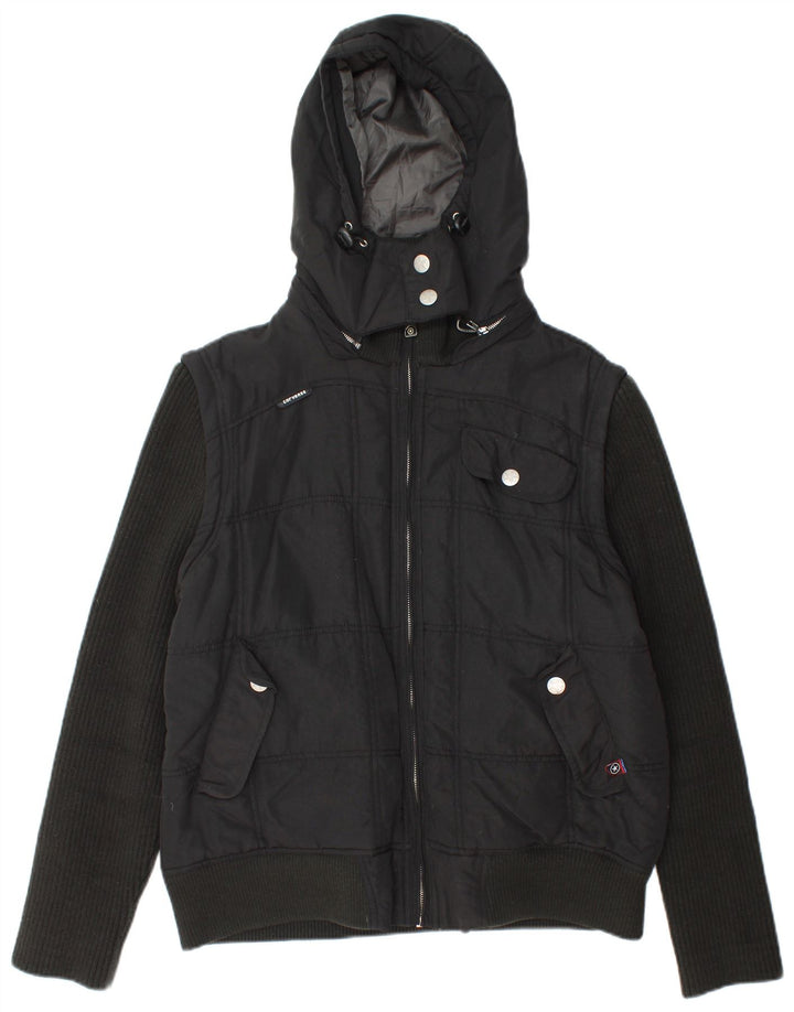 Converse Mens Hooded Padded Jacket UK 40 Large Black Nylon