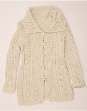 VINTAGE Womens Cardigan Sweater UK 14 Medium Off White Vintage