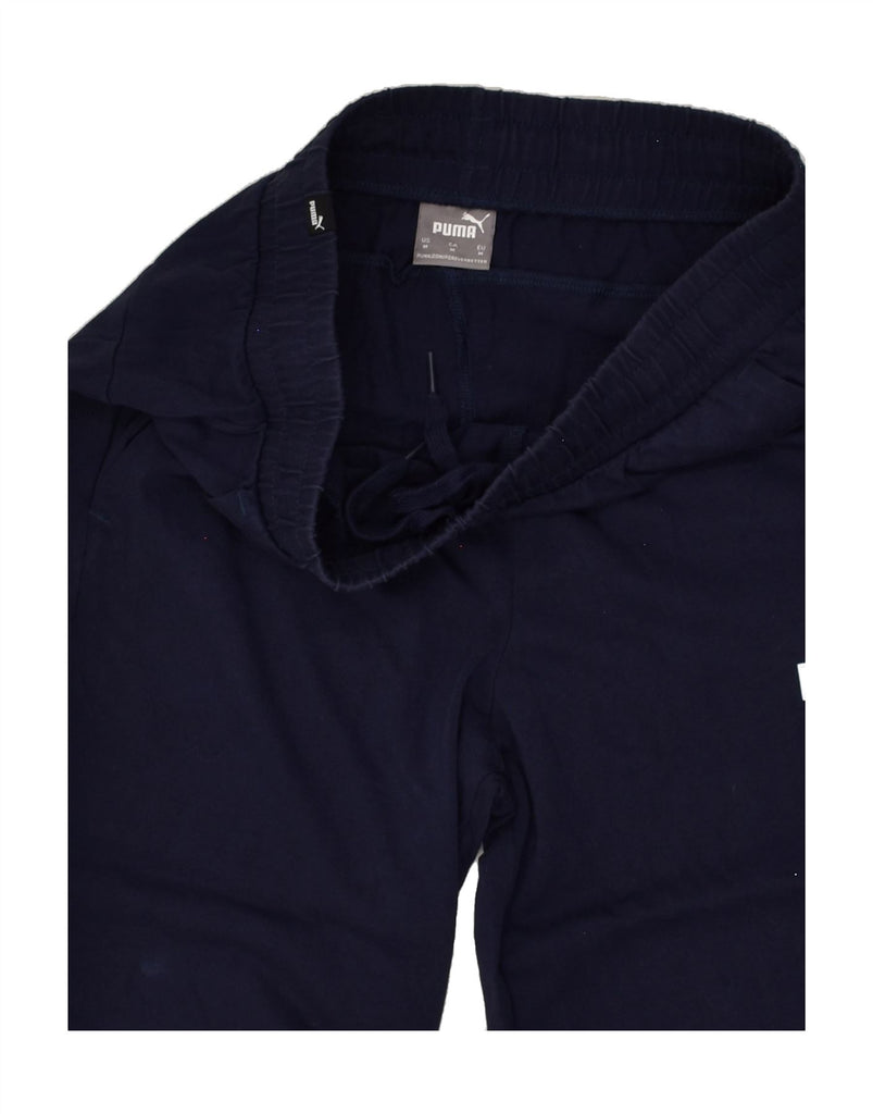PUMA Womens Tracksuit Trousers Joggers UK 12 Medium Navy Blue Cotton | Vintage Puma | Thrift | Second-Hand Puma | Used Clothing | Messina Hembry 