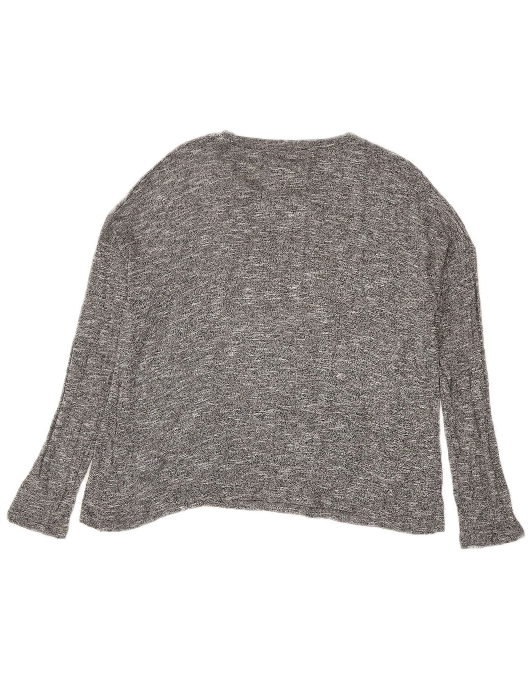 Zara Womens Top Long Sleeve UK 14 Medium Grey Flecked Viscose