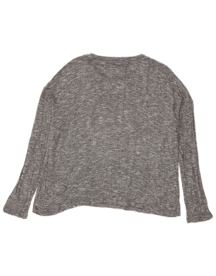 Zara Womens Top Long Sleeve UK 14 Medium Grey Flecked Viscose