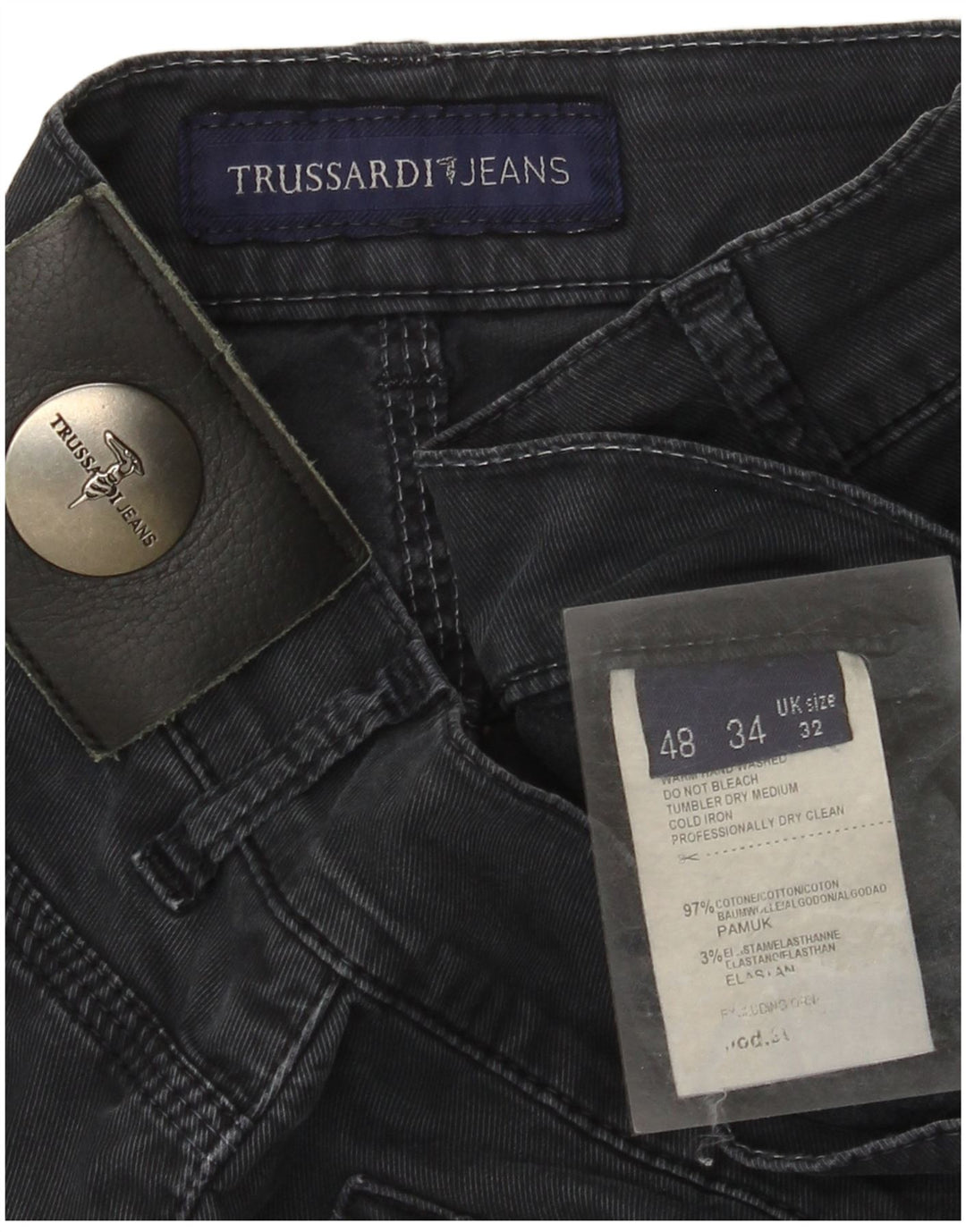 Trussardi Mens Straight Jeans W32 L32 Navy Blue Cotton
