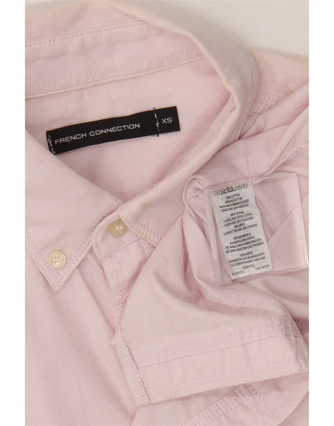French Connection Mens Short Sleeve Shirt XS Pink Cotton