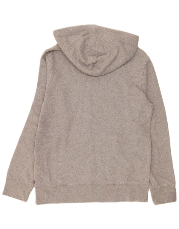 Levi's Mens Graphic Hoodie Jumper Medium Grey Flecked Cotton