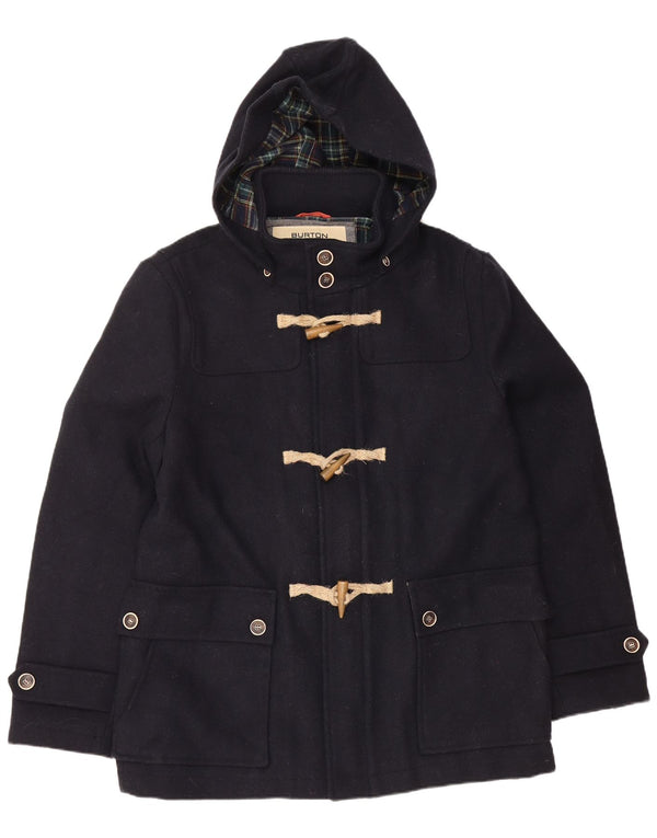 BURTON Mens Hooded Duffle Jacket UK 40 Large Navy Blue Wool