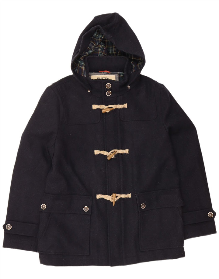 BURTON Mens Hooded Duffle Jacket UK 40 Large Navy Blue Wool