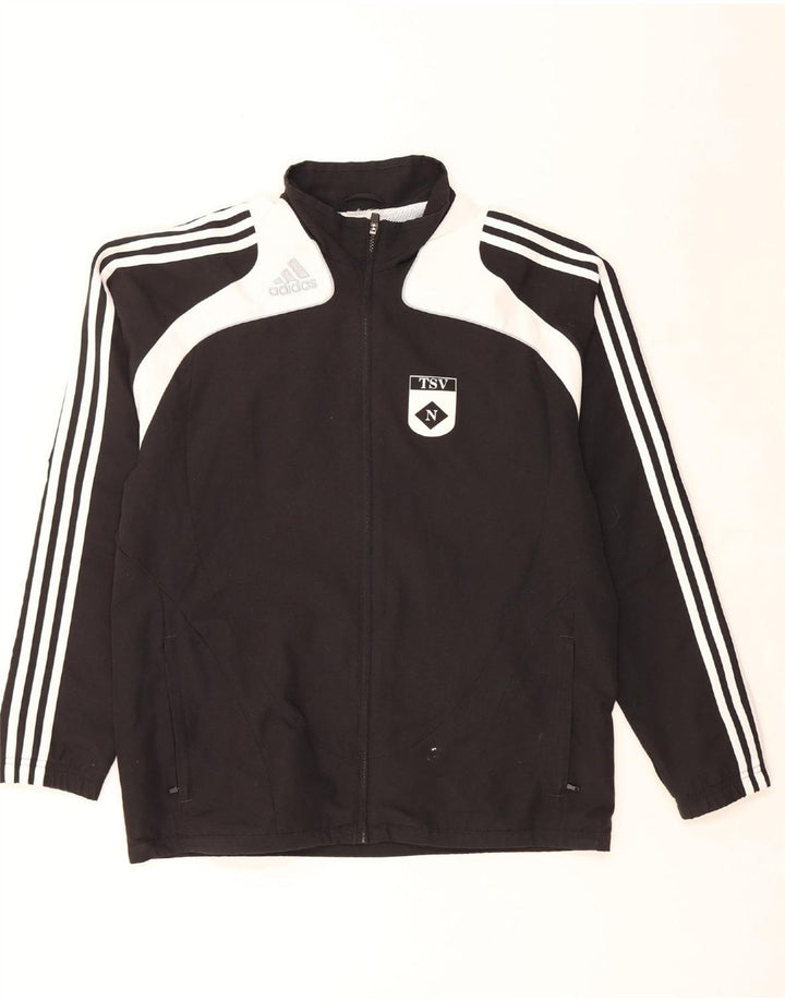 ADIDAS Mens Graphic Tracksuit Top Jacket Large Black Colourblock Polyester