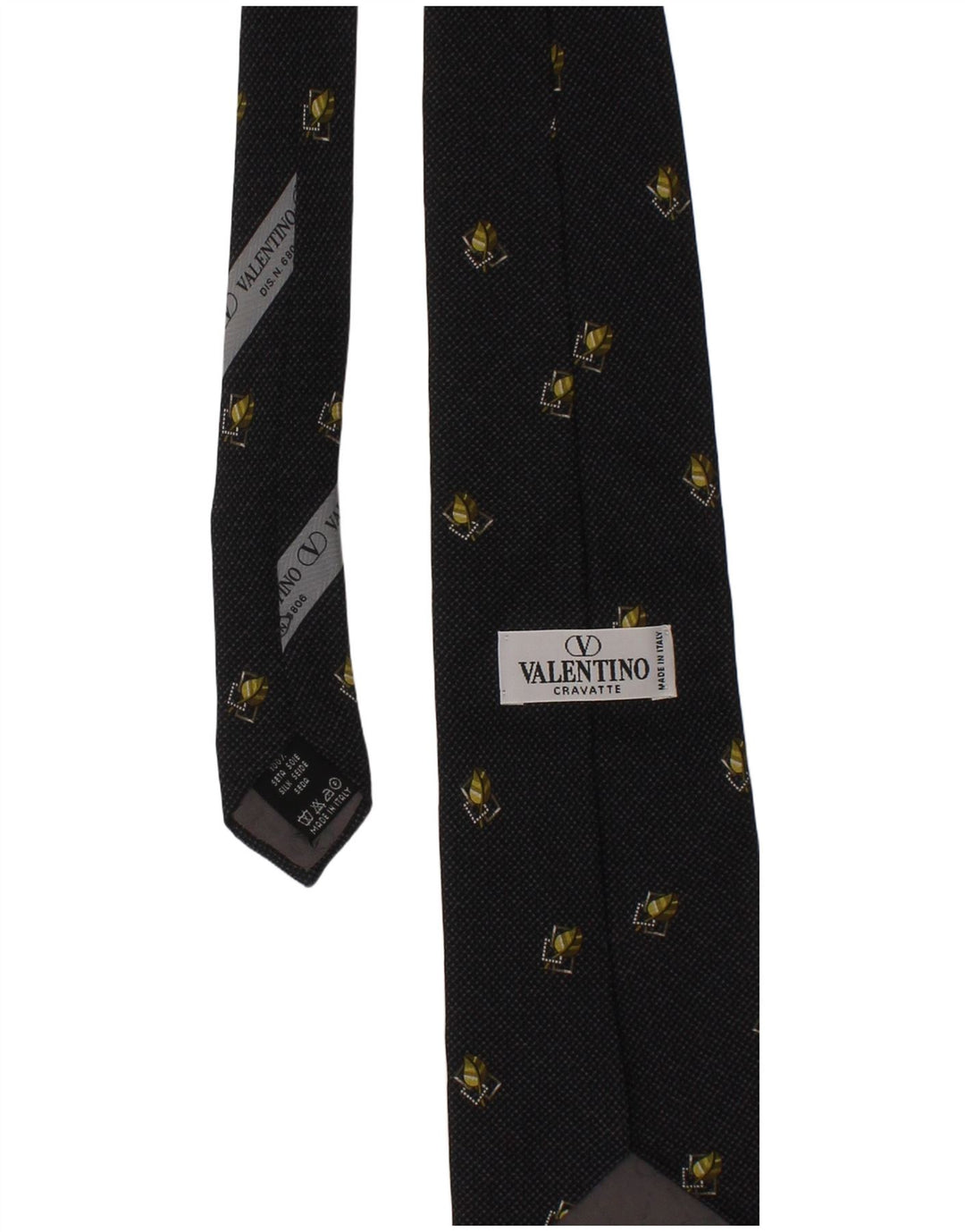 Valentino Mens Cravatte Tie One Size Black Floral Silk Designer