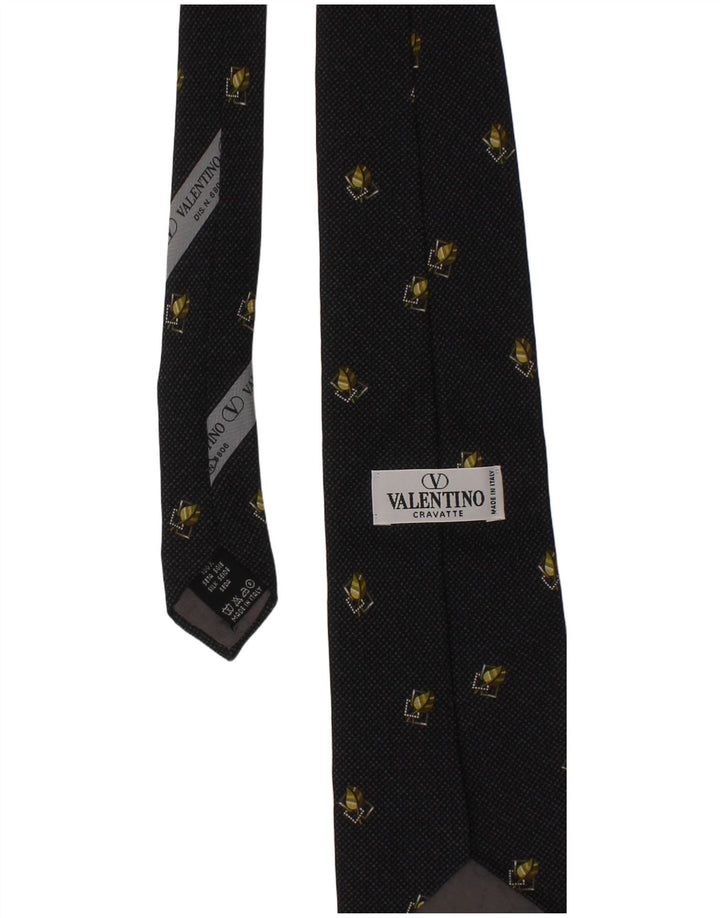Valentino Mens Cravatte Tie One Size Black Floral Silk Designer