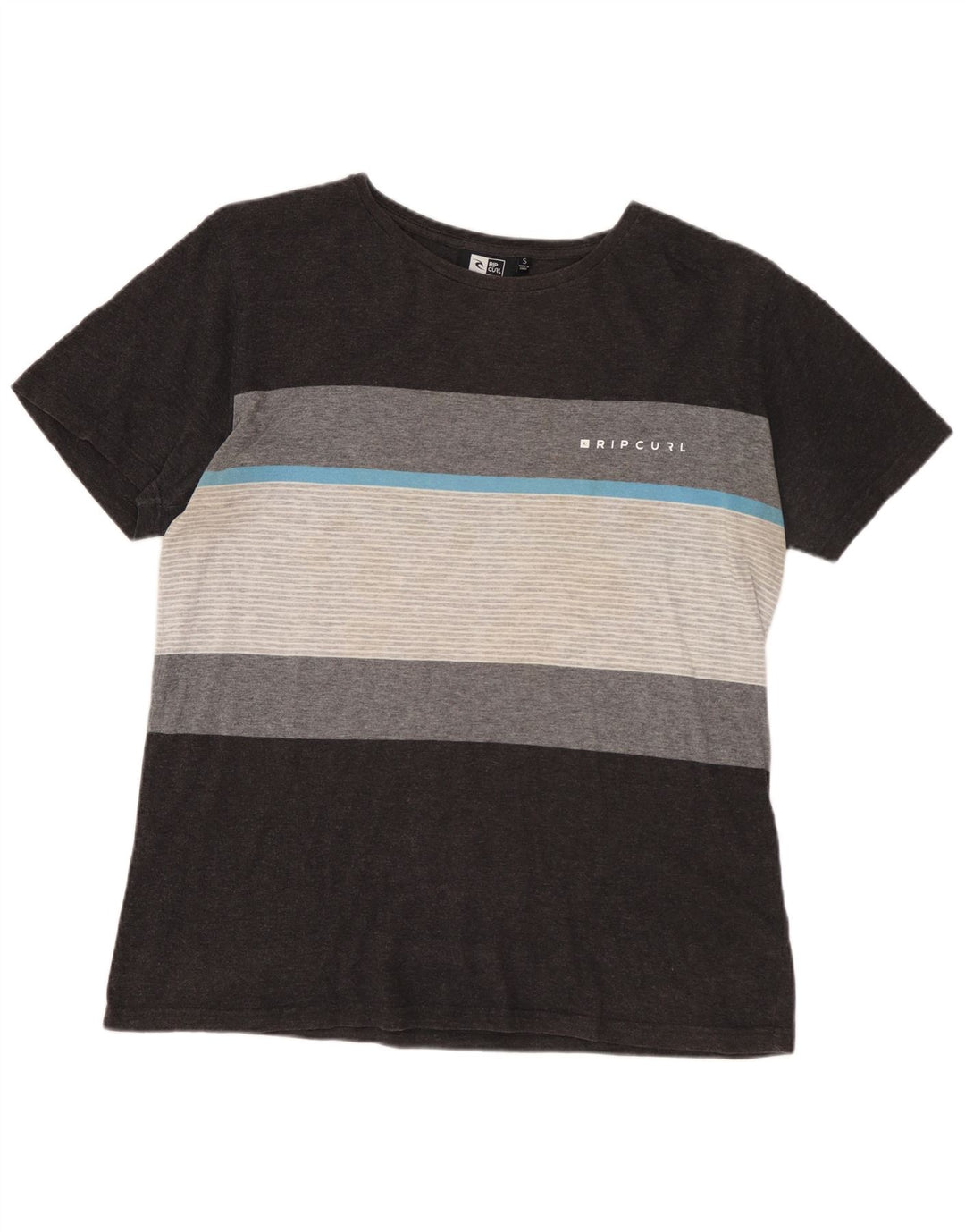 RIP CURL Mens Standard Fit T-Shirt Top Small Grey Striped