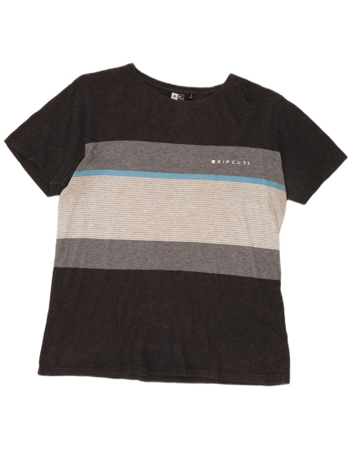 RIP CURL Mens Standard Fit T-Shirt Top Small Grey Striped