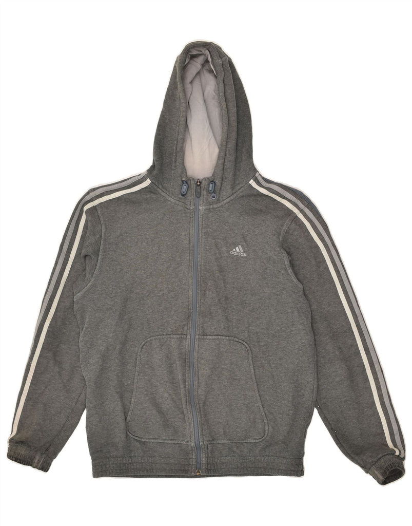 ADIDAS Mens Zip Hoodie Sweater UK 38/40 Medium Grey Cotton | Vintage Adidas | Thrift | Second-Hand Adidas | Used Clothing | Messina Hembry 