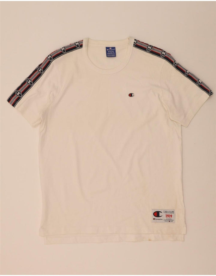 Champion Mens Graphic T-Shirt Top Medium White Colourblock