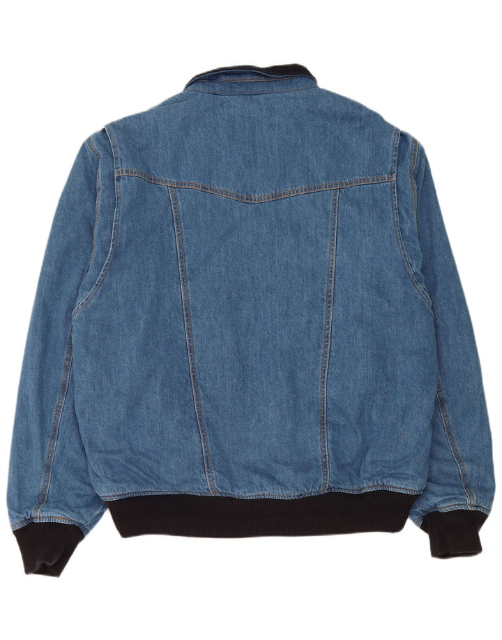 Superdry Mens Denim Bomber Jacket UK 44 2XL Blue Cotton