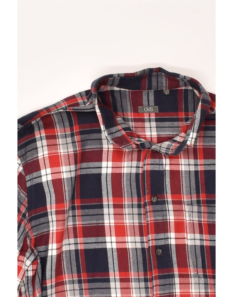 OVS Mens Shirt Large Red Check Cotton | Vintage OVS | Thrift | Second-Hand OVS | Used Clothing | Messina Hembry 